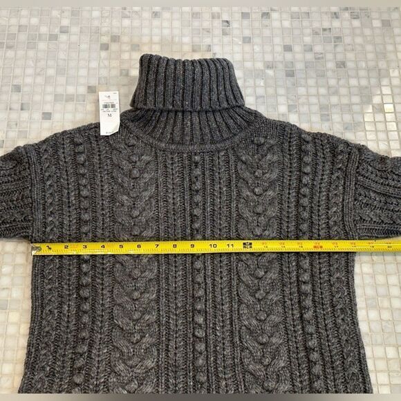 Ann Taylor Ribbed Dark Gray Wool Blend Turtleneck Sweater NWT - Picture 3 of 8